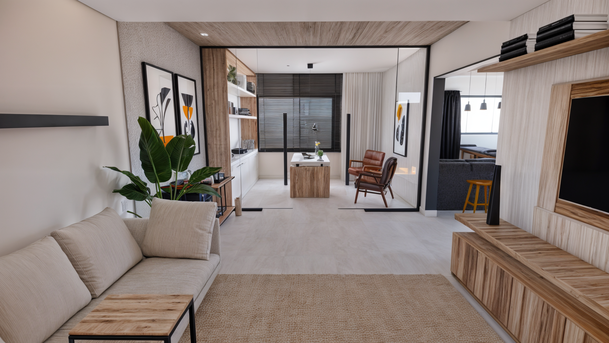 Renderização 3D de projeto de interiores